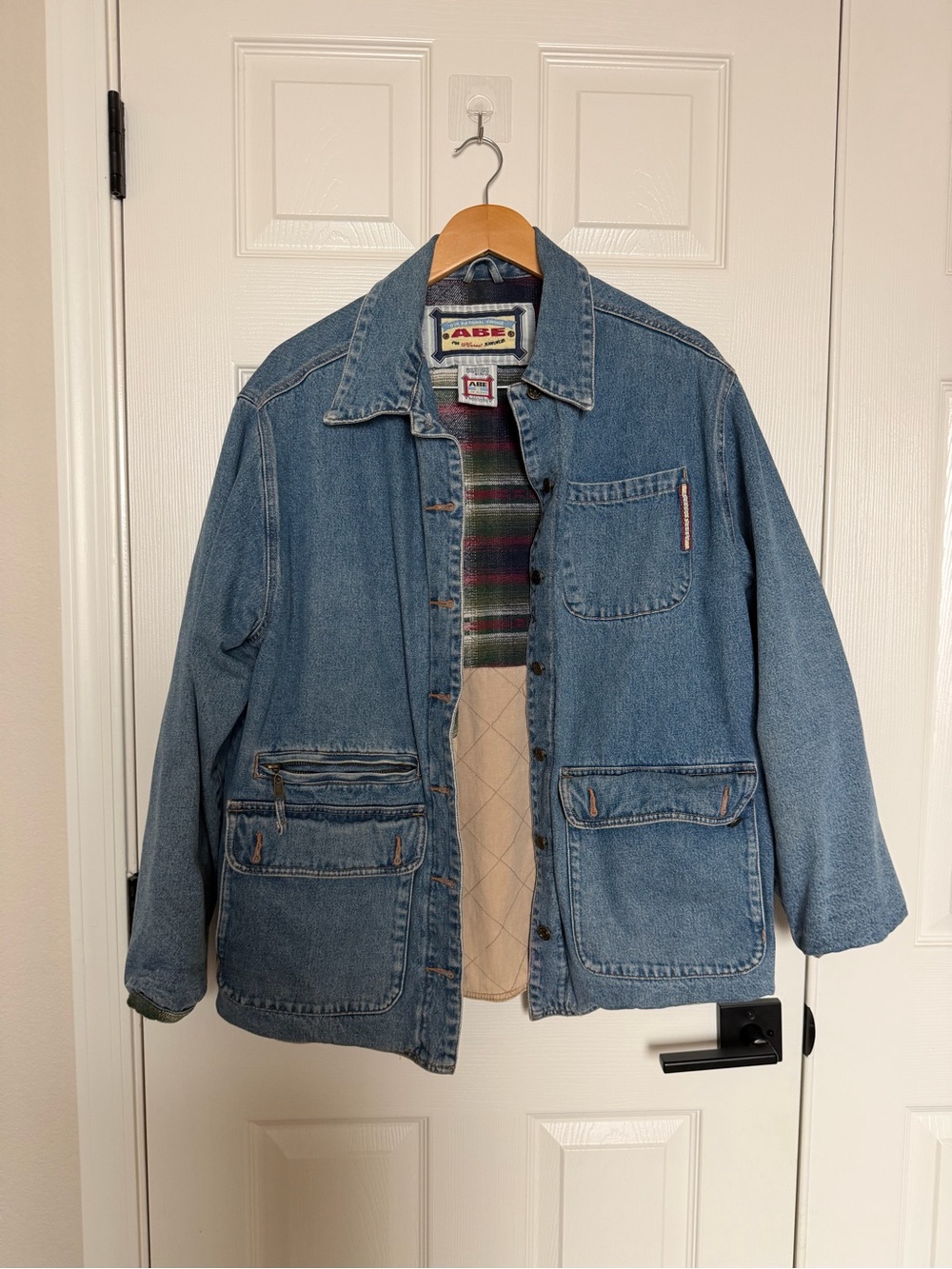 Vintage ABE Men's Denim 100% Cotton Jacket in Light Blue